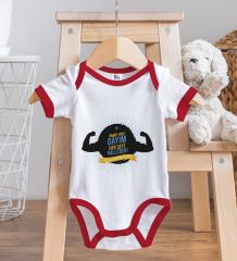 BK Kids Dayım Her Şeyi Halleder Tasarımlı Kırmızı Bebek Body Zıbın-1
