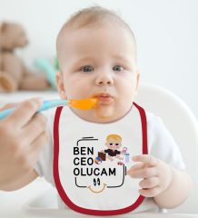 BK Kids Ceo Olucam Tasarımlı Kırmızı Bebek Mama Önlüğü-1