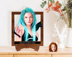 Kişiye Özel Kadınlar Günü Dünyanın En Güzel Kadını Karikatürlü Ahşap Standlı 3D Biblo-39