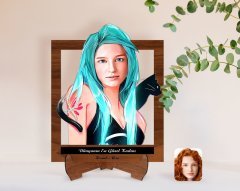 Kişiye Özel Kadınlar Günü Dünyanın En Güzel Kadını Karikatürlü Ahşap Standlı 3D Biblo-39