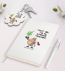 Kişiye Özel Fen Bilimleri Öğretmeni Beyaz Defter Kalem Ve Anahtarlık Hediye Seti-5