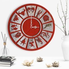 Dekoratif Astroloji Tasarımlı Ahşap Duvar Saati - 1
