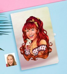 Kişiye Özel Kadın Karikatürlü Beyaz Defter-54