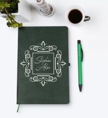 Kişiye Özel İsimli Yeşil Termo Deri Defter Kalem Seti Model 1