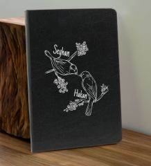BK Gift Sevgiliye Özel İsimli Siyah Defter ve Gold Cam Matara Hediye Seti-6, Sevgiliye Hediye, Sevgililer Günü, Yeni İş Hediyesi