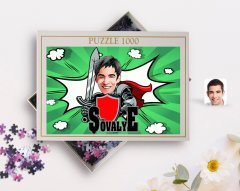 Kişiye Özel Şövalye Karikatürlü 1000 Parça Profesyonel Puzzle-2