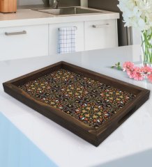 BK Gift Retro Motif Tasarımlı Doğal Ahşap Tepsi-12
