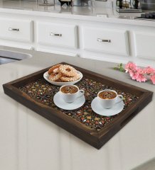 BK Gift Retro Motif Tasarımlı Doğal Ahşap Tepsi-12