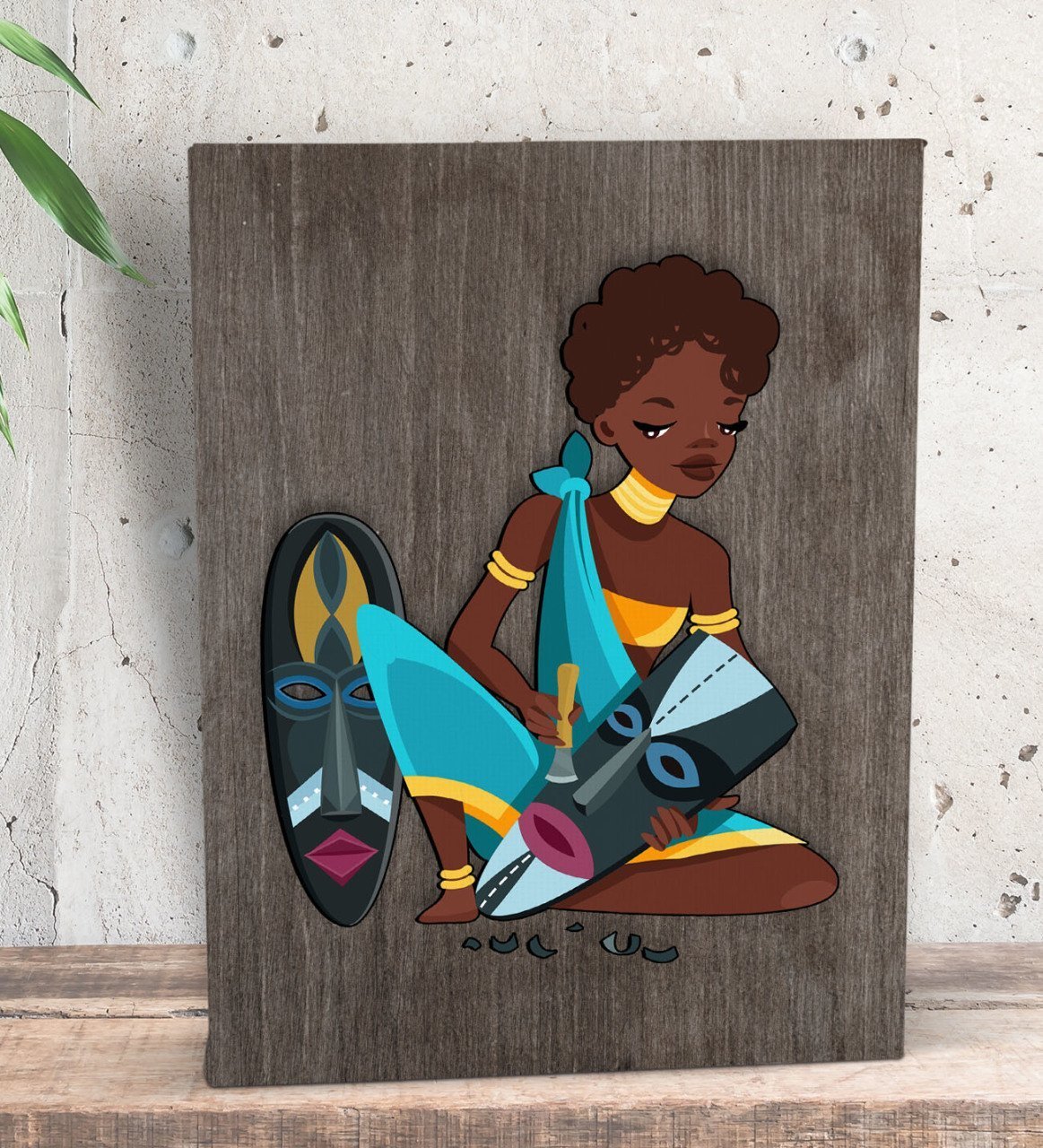 BK Gift African Woman Tasarımlı Dekoratif Mini Kanvas Tablo 15x20cm-5