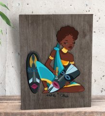 BK Gift African Woman Tasarımlı Dekoratif Mini Kanvas Tablo 15x20cm-5