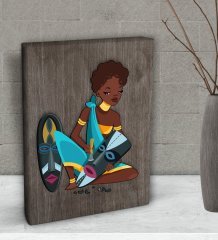 BK Gift African Woman Tasarımlı Dekoratif Mini Kanvas Tablo 15x20cm-5