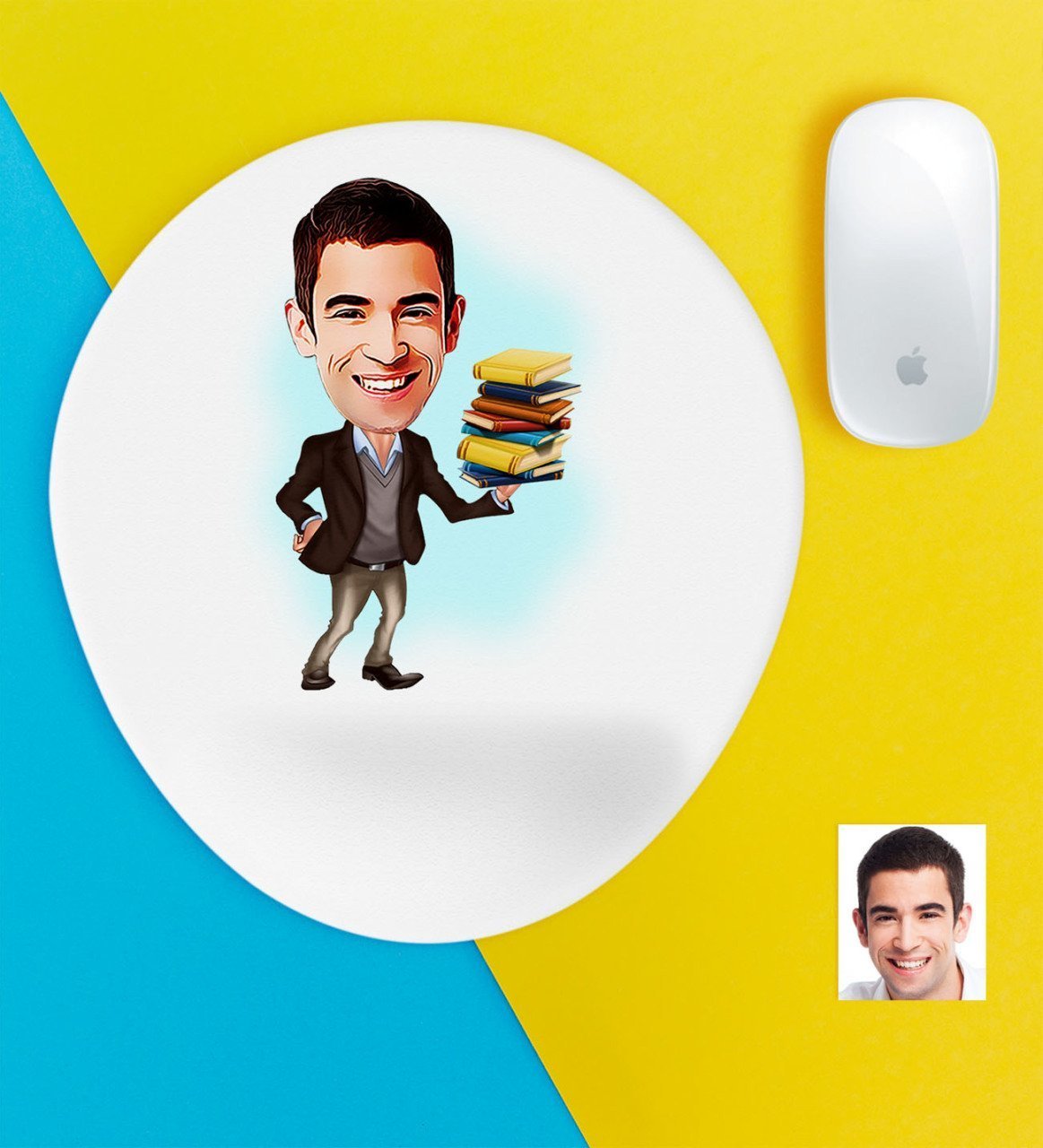 Kişiye Özel Bay Öğretmen Karikatürlü Bilek Destekli Mouse Pad-2