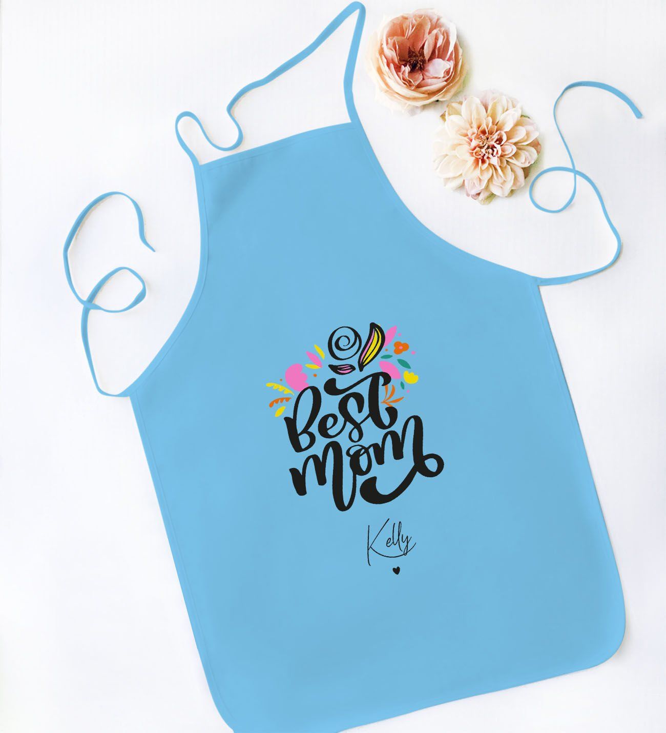 BK Gift Kişiye Özel İsimli Anneler Günü Tasarımlı Mavi Mutfak Önlüğü, Aşçı Önlüğü, Şef Önlüğü, Anneye Hediye-17