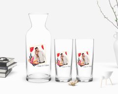 Kişiye Özel Renkli Baskılı İsimli Fotoğraflı İkili Rakı Bardağı ve Karaf Hediye Seti-27