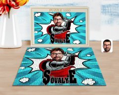Kişiye Özel Şövalye Karikatürlü 1000 Parça Profesyonel Puzzle-1