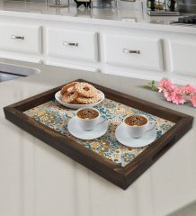 BK Gift Retro Motif Tasarımlı Doğal Ahşap Tepsi-11