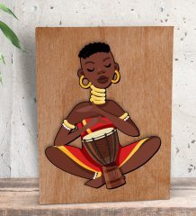 BK Gift African Woman Tasarımlı Dekoratif Mini Kanvas Tablo 15x20cm-4