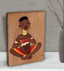 BK Gift African Woman Tasarımlı Dekoratif Mini Kanvas Tablo 15x20cm-4