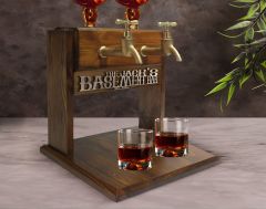 BK Gift Kişiye Özel Kabartma İsimli Çift Musluklu Doğal Ahşap Viski Standı, İçki Standı, Doğum Günü Hediyesi, Ev Hediyesi, Erkek Hediye-41