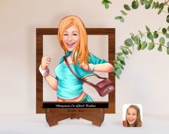 Kişiye Özel Kadınlar Günü Dünyanın En Güzel Kadını Karikatürlü Ahşap Standlı 3D Biblo-37