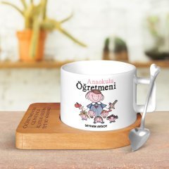 Kişiye Özel Anaokulu Öğretmeni Altlıklı Seramik Fincan - 2