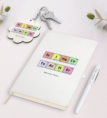 Kişiye Özel Fen Bilimleri Öğretmeni Beyaz Defter Kalem Ve Anahtarlık Hediye Seti-3
