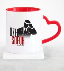 Kişiye Özel Mesleki Özel Şoför Kırmızı Kalpli Kupa Bardak