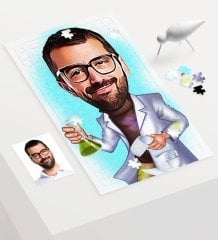 Kişiye Özel Bay Kimya Mühendisi Karikatür 240 Parça A3 Puzzle - 1