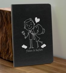 BK Gift Sevgiliye Özel İsimli Siyah Defter ve Gold Cam Matara Hediye Seti-4, Sevgiliye Hediye, Sevgililer Günü, Yeni İş Hediyesi