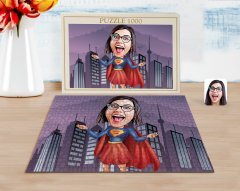 Kişiye Özel Süper Anne Karikatürlü 1000 Parça Profesyonel Puzzle-1