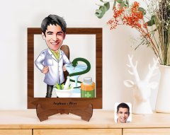 Kişiye Özel Erkek Eczacı Karikatürlü Ahşap Standlı 3D Biblo-2