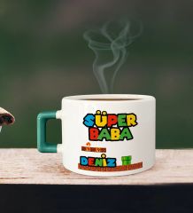 BK Gift Kişiye Özel Babalar Günü Tasarımlı Yeşil Kulplu Çay & Kahve Fincanı-15, Babaya Hediye, Babalar Günü Hediyesi