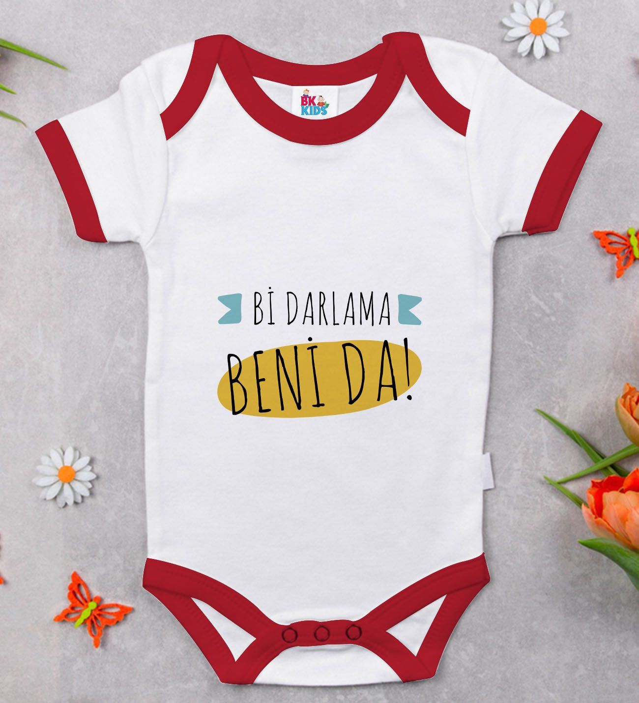 BK Kids Darlama Beni Tasarımlı Kırmızı Bebek Body Zıbın-1