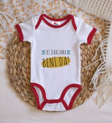 BK Kids Darlama Beni Tasarımlı Kırmızı Bebek Body Zıbın-1