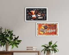 BK Home Coffee Tasarımlı Dekoratif 2'li Ahşap Beyaz Çerçeveli Tablo-13