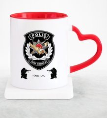 Kişiye Özel Mesleki Özel Harekat Kırmızı Kalpli Kupa Bardak