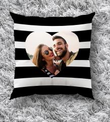 BK Gift Kişiye Özel Fotoğraflı Premium Kumaş Siyah Beyaz Kırlent Yastık, Ev Hediyesi, Ev Dekorasyonu, Kişiselleştirilmiş Yastık, Dekoratif Hediye-1
