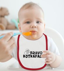 BK Kids Bravo Kotkafali Tasarımlı Kırmızı Bebek Mama Önlüğü-1