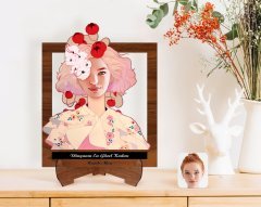 Kişiye Özel Kadınlar Günü Dünyanın En Güzel Kadını Karikatürlü Ahşap Standlı 3D Biblo-35