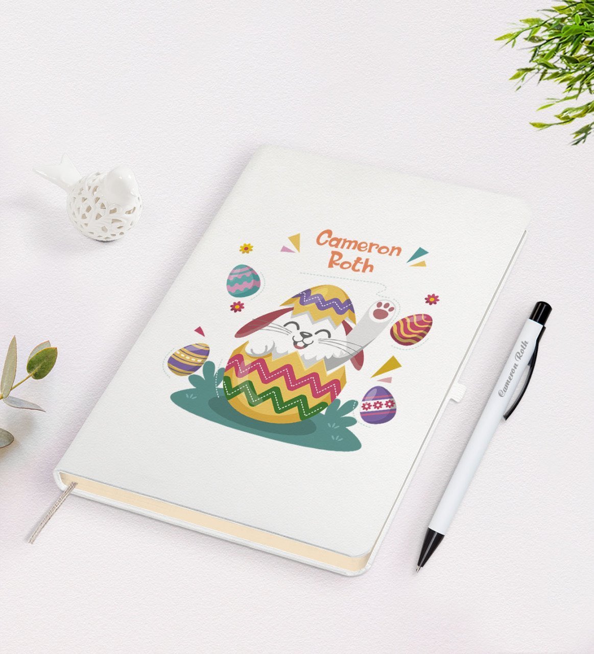Kişiye Özel Paskalya Bayramı Beyaz Defter ve Kalem Seti-15