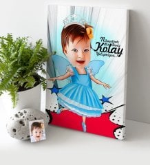 Kişiye Özel Kız Çocuk Karikatür Kanvas Tablo (30 x 50 cm.)