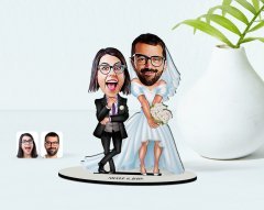 Kişiye Özel Sevgililer Karikatürlü Ahşap Biblo Model-16