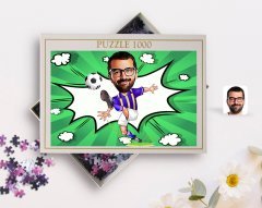 Kişiye Özel Sarı Lacivert Karikatürlü 1000 Parça Profesyonel Puzzle-1