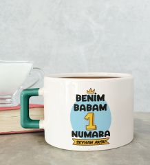 BK Gift Kişiye Özel Babalar Günü Tasarımlı Yeşil Kulplu Çay & Kahve Fincanı-13, Babaya Hediye, Babalar Günü Hediyesi
