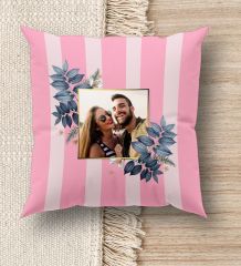 BK Gift Kişiye Özel Fotoğraflı Premium Kumaş Pembe Beyaz Kırlent Yastık, Ev Hediyesi, Ev Dekorasyonu, Kişiselleştirilmiş Yastık, Dekoratif Hediye-1