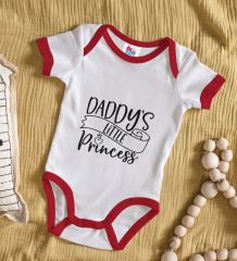 BK Kids Daddy's Little Princess Tasarımlı Kırmızı Bebek Body Zıbın-1