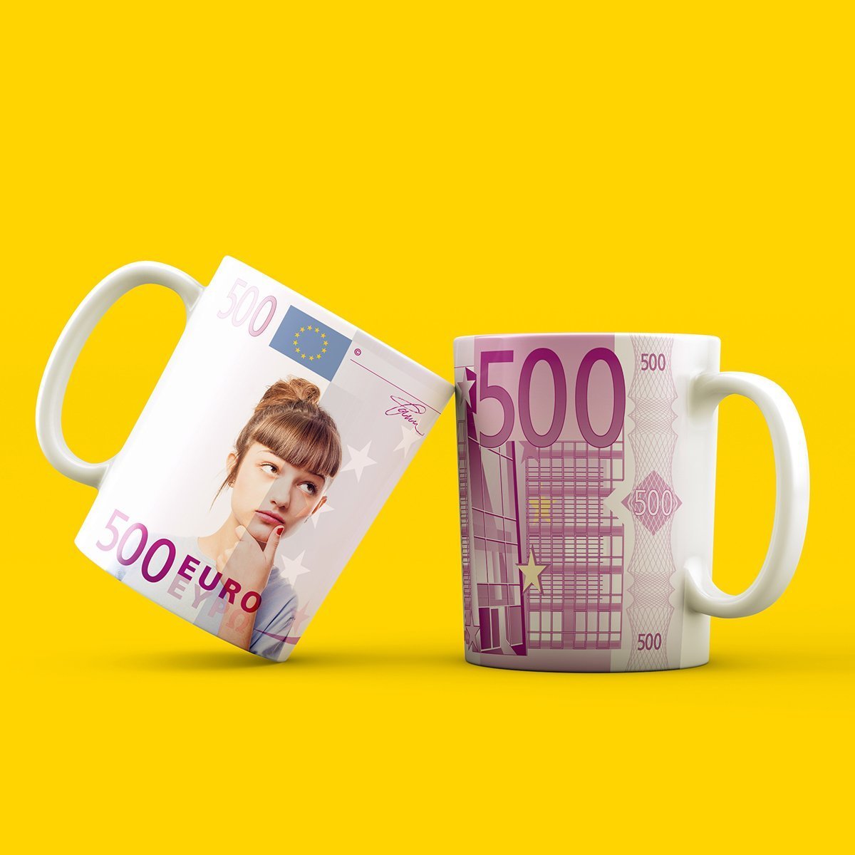 Kişiye Özel Fotoğraflı 500 Euro Beyaz Kupa Bardak