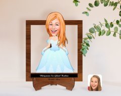 Kişiye Özel Kadınlar Günü Dünyanın En Güzel Kadını Karikatürlü Ahşap Standlı 3D Biblo-34