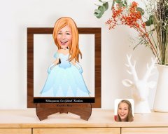 Kişiye Özel Kadınlar Günü Dünyanın En Güzel Kadını Karikatürlü Ahşap Standlı 3D Biblo-34
