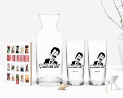 Kişiye Özel Renkli Baskılı Hangimiz Sevmedik Çılgınlar Gibi Tasarımlı İkili Rakı Bardağı Karaf ve Cep Kitabı Hediye Seti-1